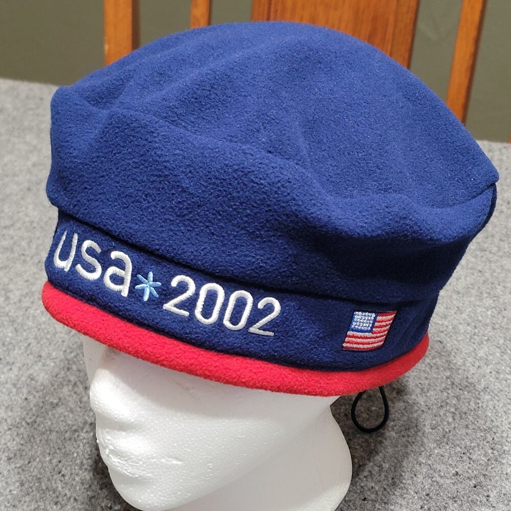 Vintage USA 2002 Winter Olympics Cap Hat Adult Roots Beret Y2K Salt Lake City